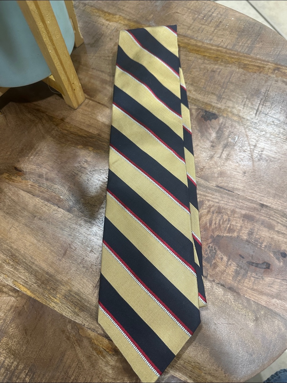 Classic Striped Men's Tie in Gold and Navy